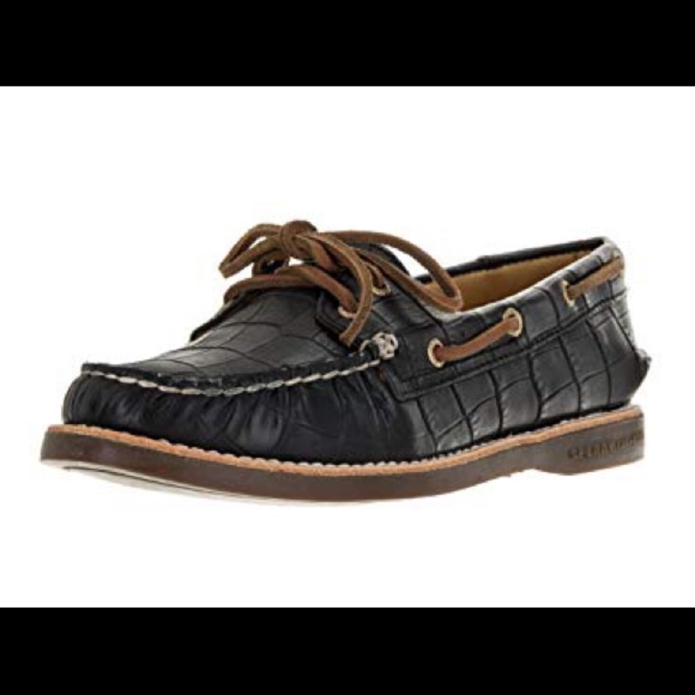 Sperry gold cup black croc women’s boat shoe